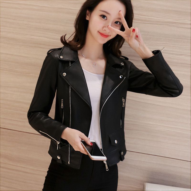 Wholesale 2025 Spring and Autumn New Korean Edition Women's PU Leather Jacket Women's Short Slim fit Small Coat Motorcycle Jacket Leather Jacket Wholesale 2025 Spring and Autumn New Korean Edition Women's PU Leather Jacket Women's Short Slim fit Small Coat Motorcycle Jacket Leather Jacket