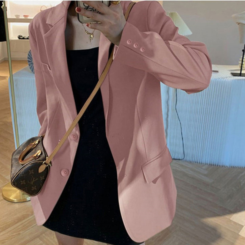 Suit jacket for women 2025 Spring and Autumn Internet celebrity new autumn outfit Korean version loose suit pink casual suit jacket for women Suit jacket for women 2025 Spring and Autumn Internet celebrity new autumn outfit Korean version loose suit pink casual suit jacket for women