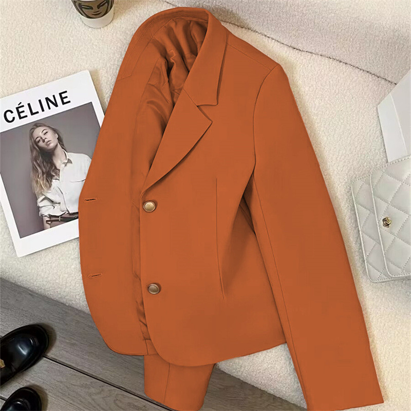 2025 Autumn New Orange Short Short Short Suit Jacket for Women with a slimming and casual commuting style Top for Women 2025 Autumn New Orange Short Short Short Suit Jacket for Women with a slimming and casual commuting style Top for Women