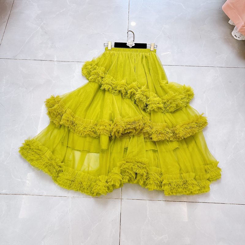 Thirteen line fungus edge layer by layer irregular mesh skirt with elastic waist wavy cake skirt C1 # 1972 Thirteen line fungus edge layer by layer irregular mesh skirt with elastic waist wavy cake skirt C1 # 1972
