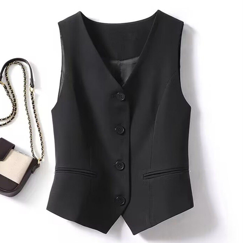 Suit vest, women's small vest, 2025 Spring and Autumn new style, slim fit, outer layer, women's style, camisole, black short vest Suit vest, women's small vest, 2025 Spring and Autumn new style, slim fit, outer layer, women's style, camisole, black short vest