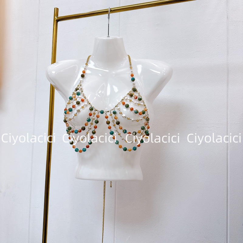 Thirteen Rows Southeast Asia Vietnam Thailand niche handmade chain sling accessories sexy neck hanging nail beads Thirteen Rows Southeast Asia Vietnam Thailand niche handmade chain sling accessories sexy neck hanging nail beads