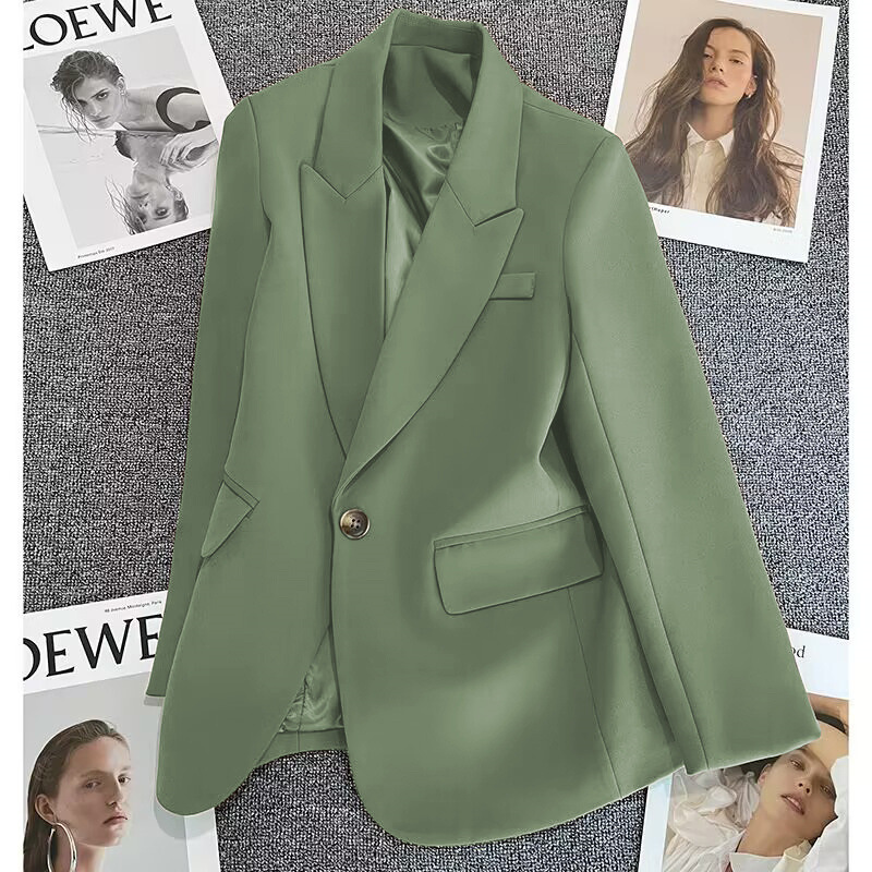 Green suit jacket for women in the spring and autumn of 2025, new small size with one button fashion trend and versatile temperament suit Green suit jacket for women in the spring and autumn of 2025, new small size with one button fashion trend and versatile temperament suit
