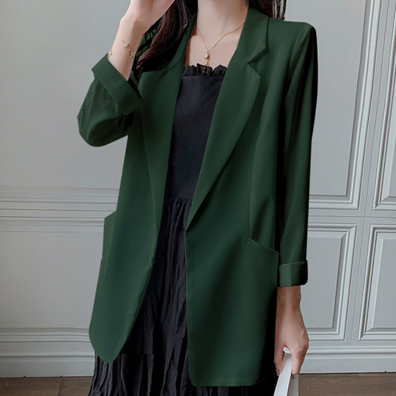 Chiffon small suit women's summer 2025 new white suit top thin style casual jacket sun protection jacket Chiffon small suit women's summer 2025 new white suit top thin style casual jacket sun protection jacket