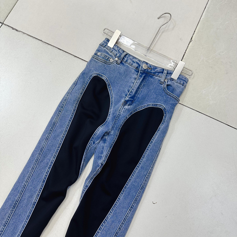 Thirteen line sexy spiral splicing jeans with slender legs and heavy design, split slightly flared pants D1 # 8533 Thirteen line sexy spiral splicing jeans with slender legs and heavy design, split slightly flared pants D1 # 8533