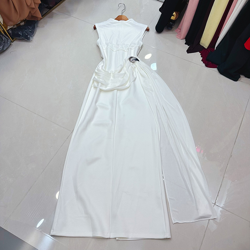 Thirteen lines of Vietnam's niche high-end design, wrinkled temperament, slim fit sleeveless dress, formal dress, long skirt A2 # 8538 Thirteen lines of Vietnam's niche high-end design, wrinkled temperament, slim fit sleeveless dress, formal dress, long skirt A2 # 8538