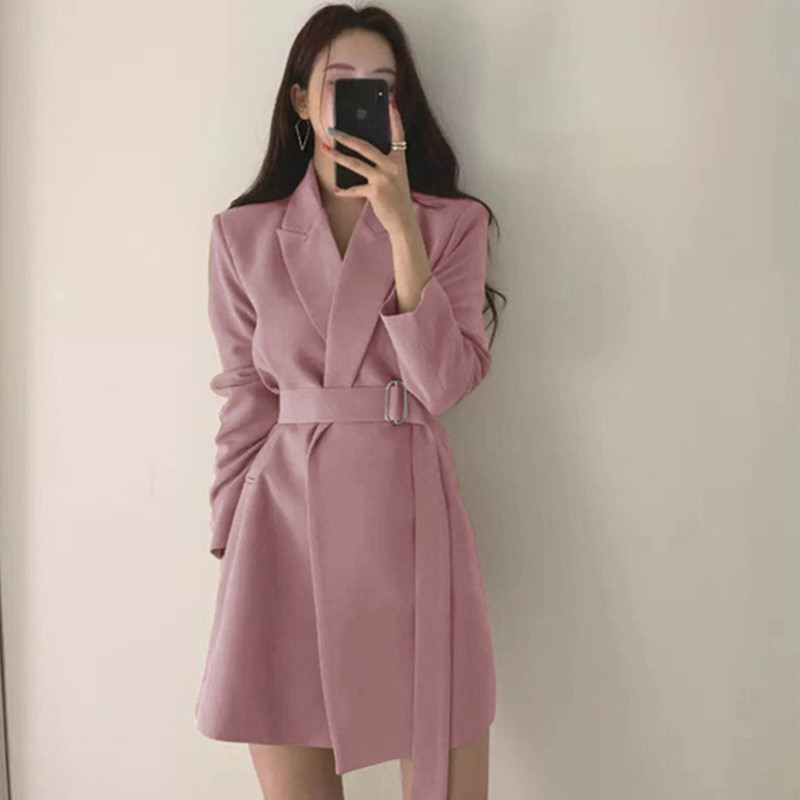 Internet celebrity small suit mid long chic retro belt Korean version 2025 casual temperament ins suit jacket female r Internet celebrity small suit mid long chic retro belt Korean version 2025 casual temperament ins suit jacket female r
