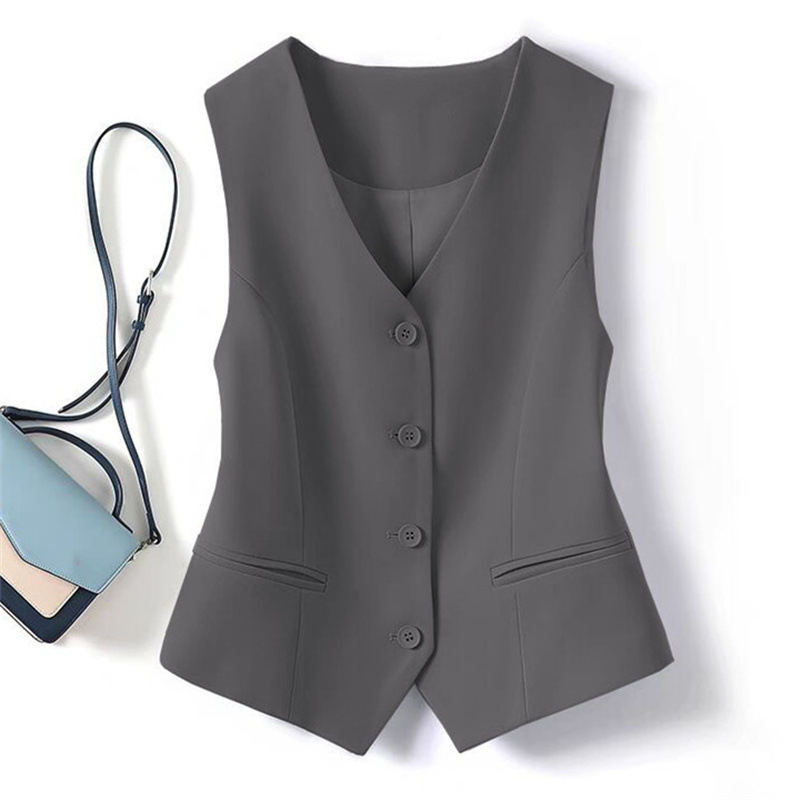 Suit vest, women's small vest, 2025 Spring and Autumn new style, slim fit, outer layer, women's style, camisole, gray short clip Suit vest, women's small vest, 2025 Spring and Autumn new style, slim fit, outer layer, women's style, camisole, gray short clip