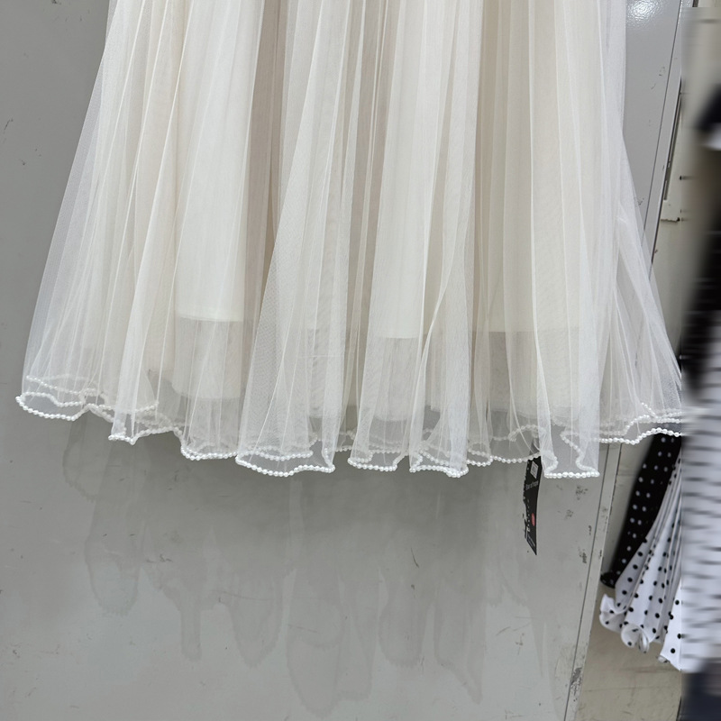 Thirteen line high-end hanging mesh skirt, high waisted pleated skirt, mid length fluffy skirt, pearl skirt C1 # 1938 Thirteen line high-end hanging mesh skirt, high waisted pleated skirt, mid length fluffy skirt, pearl skirt C1 # 1938