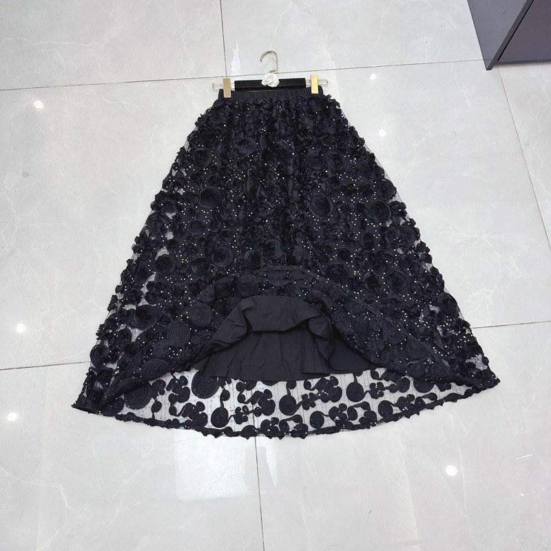 Thirteen Rows Heavy Industry Three Dimensional Flower Glitter Mesh Umbrella Skirt New High Waist Yarn Skirt Half Body Skirt C1 # 1539 Thirteen Rows Heavy Industry Three Dimensional Flower Glitter Mesh Umbrella Skirt New High Waist Yarn Skirt Half Body Skirt C1 # 1539