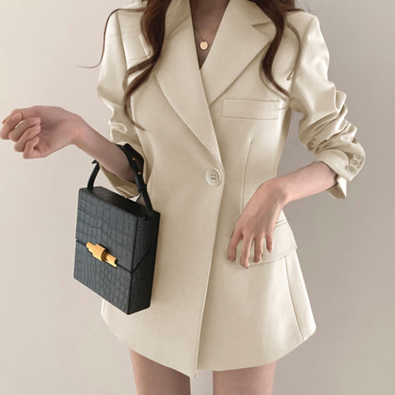 Suit jacket for women in summer, thin Korean version, ins Hong Kong style, retro khaki top, loose fit, small stature, trendy outfit Suit jacket for women in summer, thin Korean version, ins Hong Kong style, retro khaki top, loose fit, small stature, trendy outfit