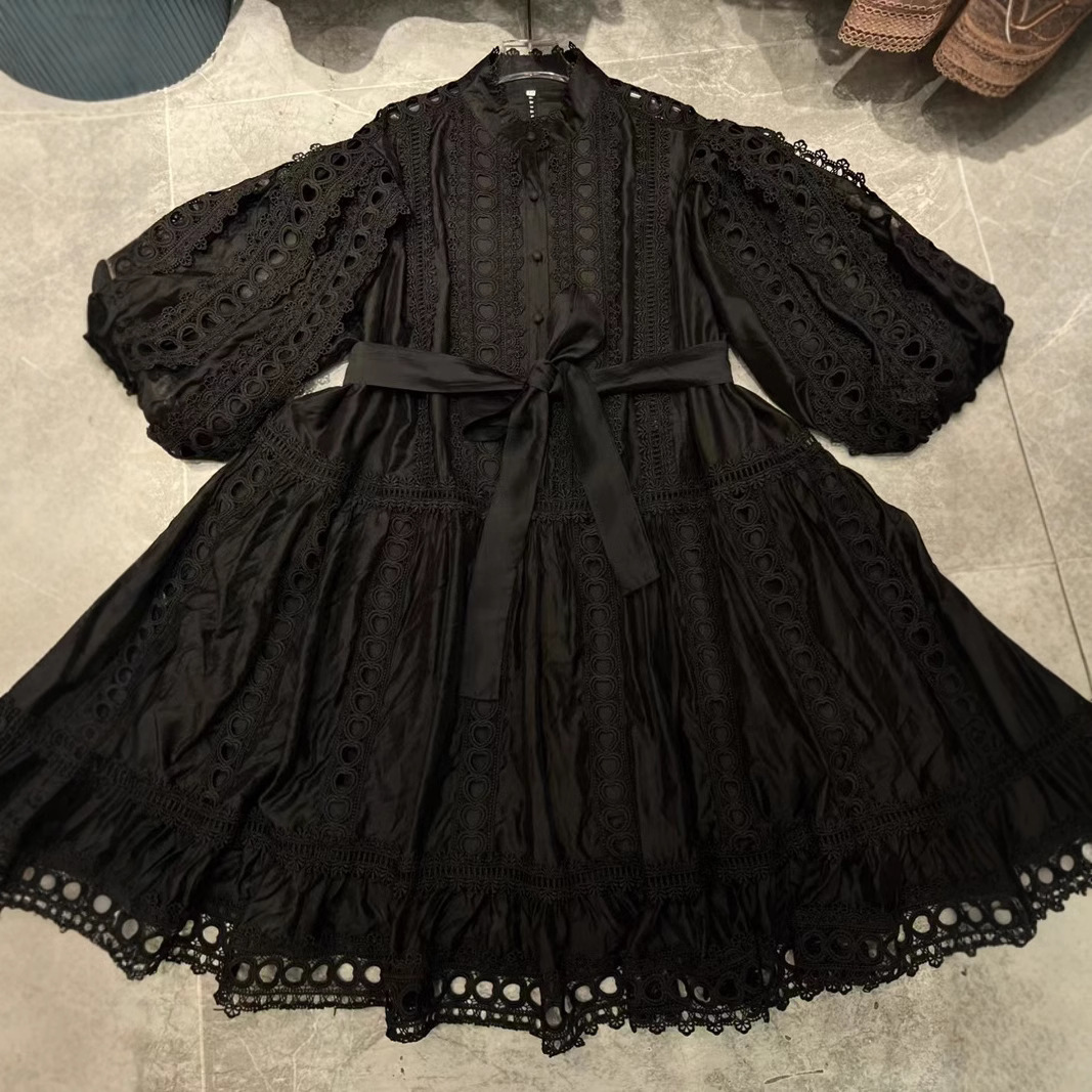 Thirteen Rows Australia New Lantern Sleeve Love Hollow Lace Single breasted Loose Short Skirt Dress A3 # 9070 Thirteen Rows Australia New Lantern Sleeve Love Hollow Lace Single breasted Loose Short Skirt Dress A3 # 9070