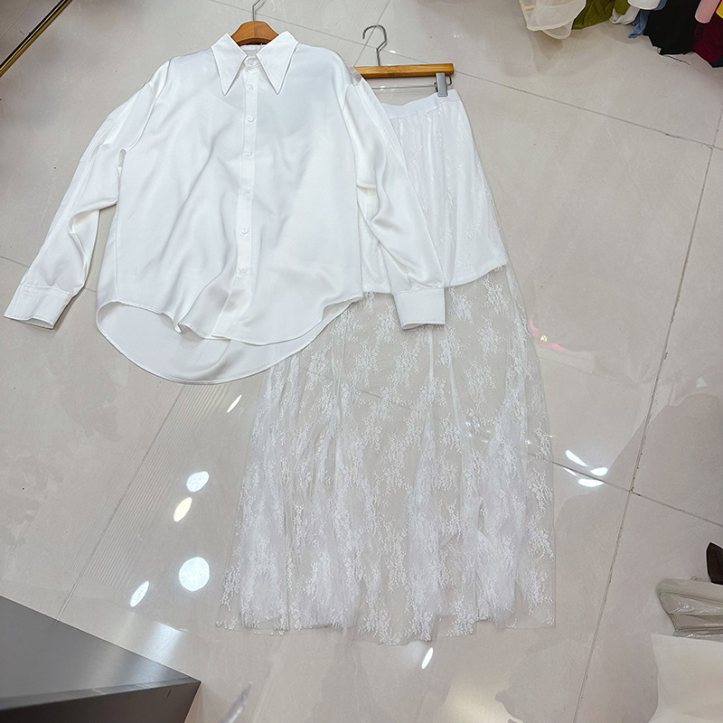 Thirteen line Australian niche perspective sexy lace patchwork shirt+high waist slimming skirt set A1 # 8575 Thirteen line Australian niche perspective sexy lace patchwork shirt+high waist slimming skirt set A1 # 8575