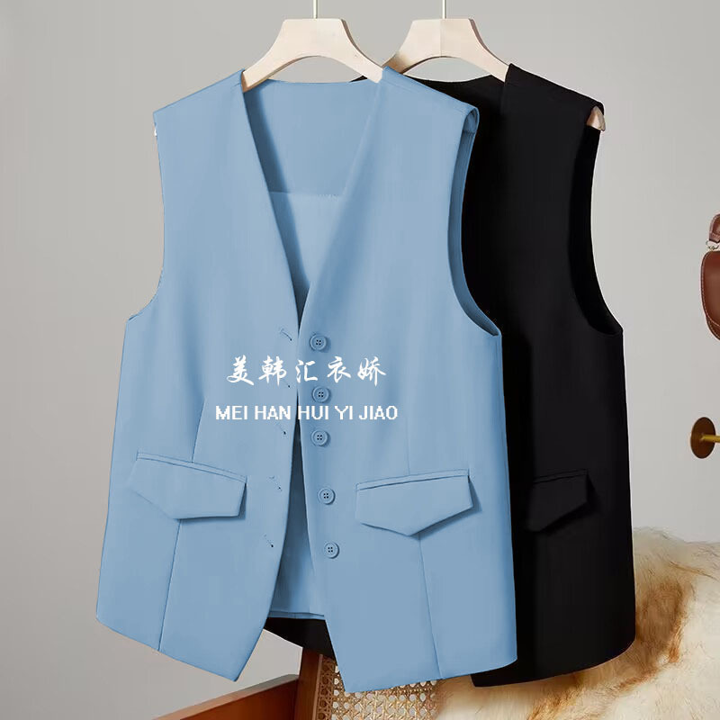 Pink suit vest for women, 2025 Spring and Autumn new Korean style western-style fashion trend, shoulder length short suit vest Pink suit vest for women, 2025 Spring and Autumn new Korean style western-style fashion trend, shoulder length short suit vest