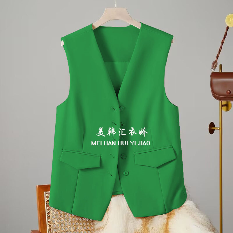 Pink suit vest for women, 2025 Spring and Autumn new Korean style western-style fashion trend, shoulder length short suit vest Pink suit vest for women, 2025 Spring and Autumn new Korean style western-style fashion trend, shoulder length short suit vest