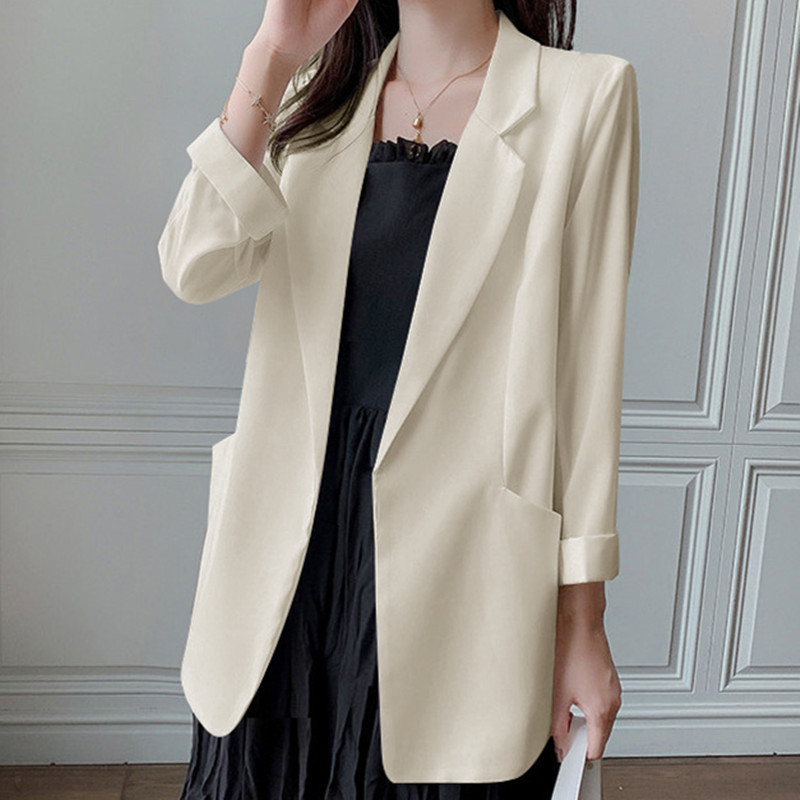 Chiffon small suit women's summer 2025 new white suit top thin style casual jacket sun protection jacket Chiffon small suit women's summer 2025 new white suit top thin style casual jacket sun protection jacket