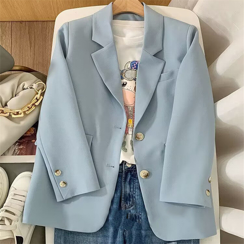 Suit jacket for women in spring, new Korean version classic two button temperament, lemon color loose casual internet famous small suit Suit jacket for women in spring, new Korean version classic two button temperament, lemon color loose casual internet famous small suit