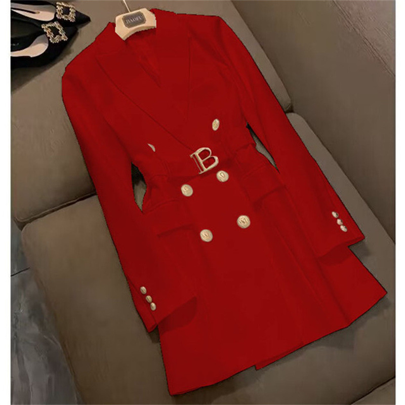 High end explosive street suit jacket for women, mid to long style, 2025 Spring and Autumn new style, British style, single breasted trench coat trend High end explosive street suit jacket for women, mid to long style, 2025 Spring and Autumn new style, British style, single breasted trench coat trend