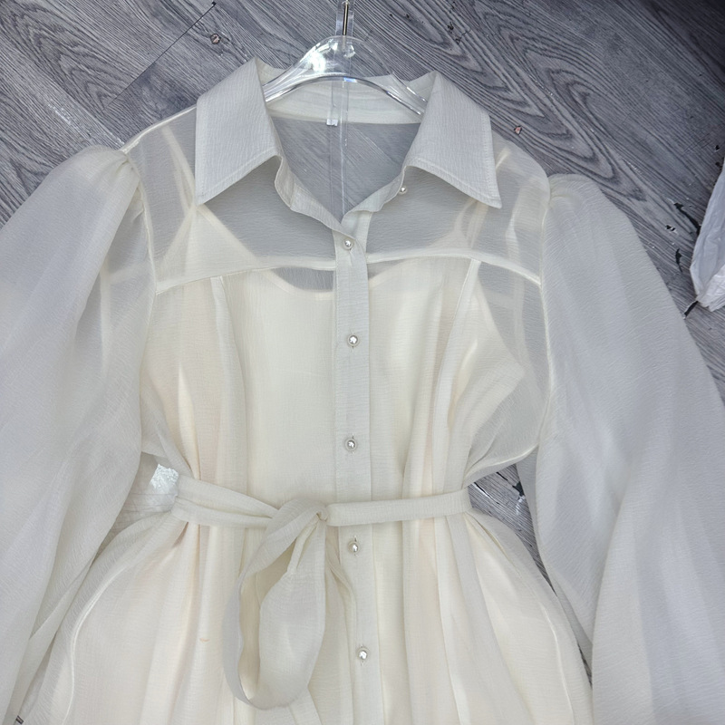 Thirteen Rows Vietnam niche shirt dress new seaside vacation style socialite with belt long skirt C1 # 1635 Thirteen Rows Vietnam niche shirt dress new seaside vacation style socialite with belt long skirt C1 # 1635