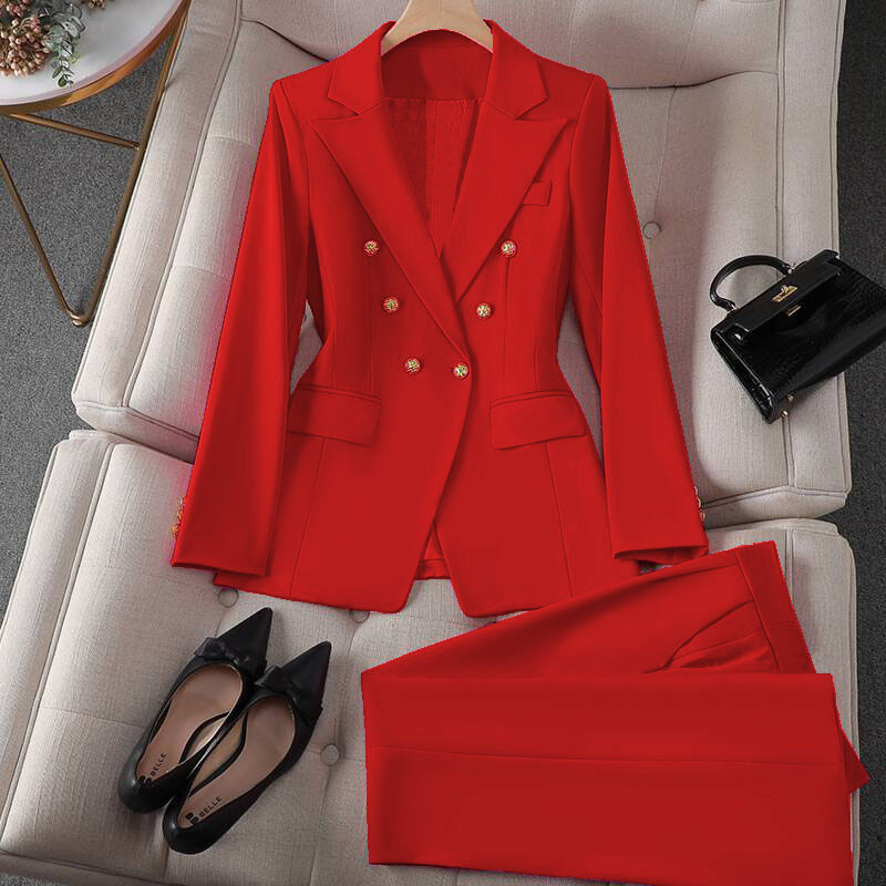 Small suit retro jacket slim fashion 2025 Spring and Autumn women's Korean version casual design sense top and trousers set Small suit retro jacket slim fashion 2025 Spring and Autumn women's Korean version casual design sense top and trousers set
