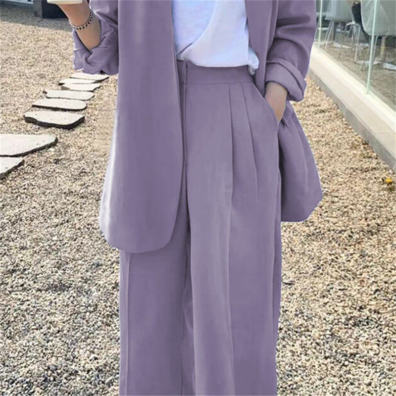 Wide leg pants suit set for women 2025 Spring and Autumn Korean edition fashion temperament British style casual street bombing professional small suit Wide leg pants suit set for women 2025 Spring and Autumn Korean edition fashion temperament British style casual street bombing professional small suit