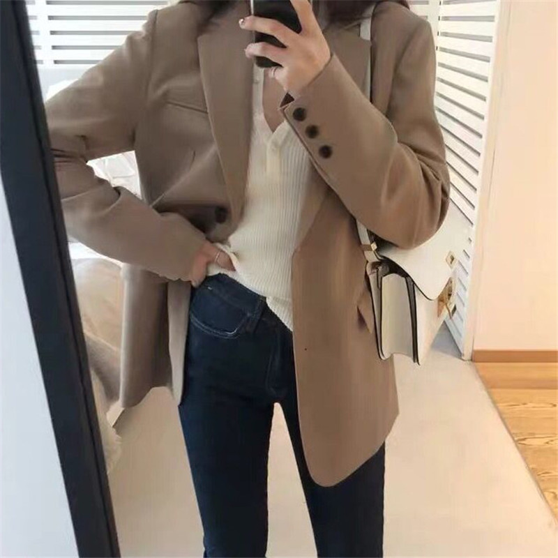 Internet celebrity small suit women's short jacket Korean version trendy women's top slim fit women's suit temperament suit collar small jacket Internet celebrity small suit women's short jacket Korean version trendy women's top slim fit women's suit temperament suit collar small jacket