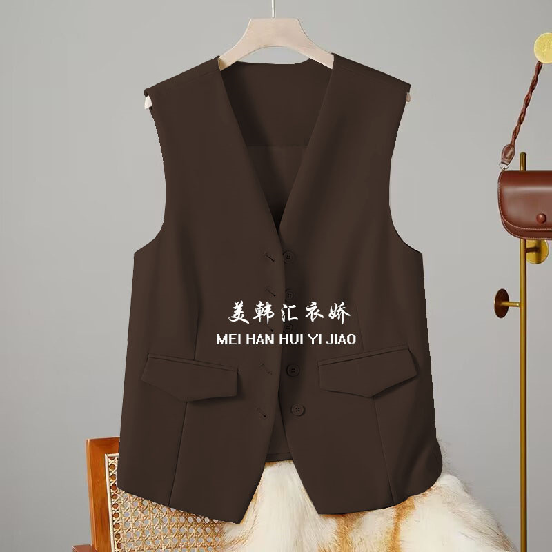 Suit vest women 2025 Spring and Autumn new Korean style western-style fashion trend, short shoulder vest suit jacket Suit vest women 2025 Spring and Autumn new Korean style western-style fashion trend, short shoulder vest suit jacket