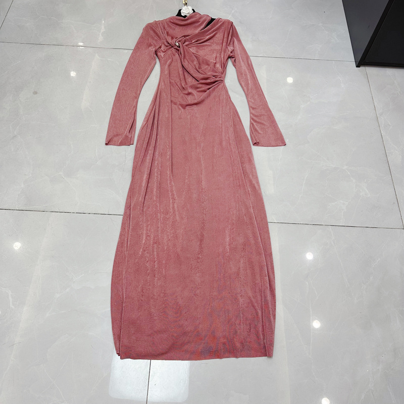 Thirteen line new slanted neck long sleeved metal buckle design cross French socialite style dress C1 # 1622 Thirteen line new slanted neck long sleeved metal buckle design cross French socialite style dress C1 # 1622