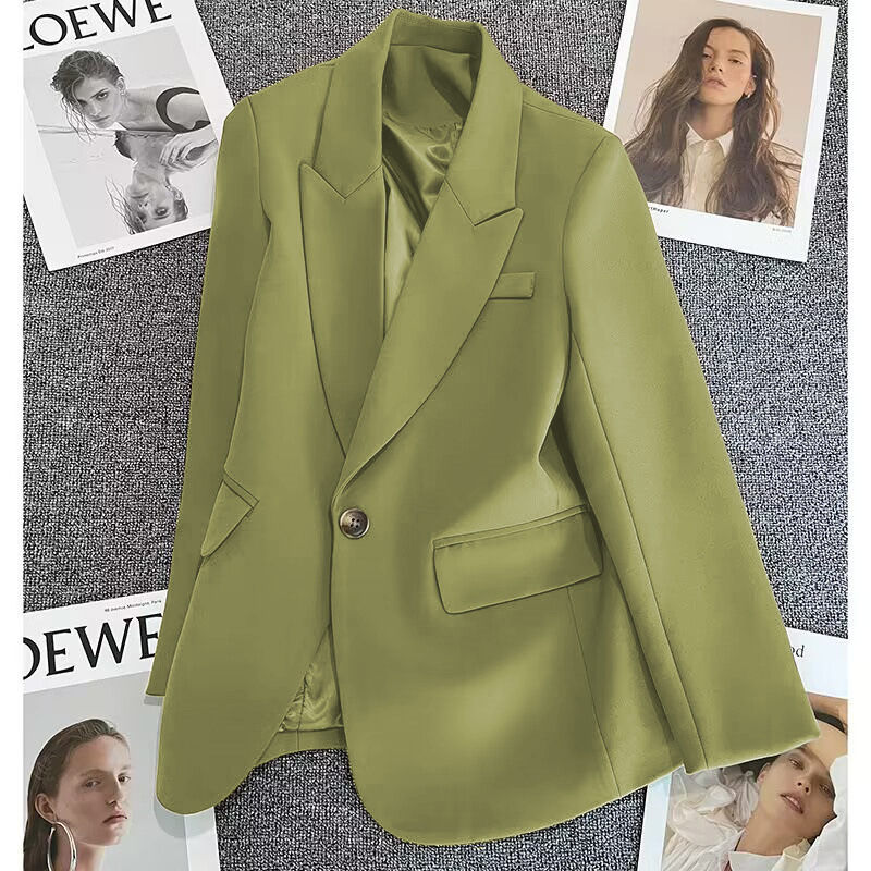Green suit jacket for women in the spring and autumn of 2025, new small size with one button fashion trend and versatile temperament suit Green suit jacket for women in the spring and autumn of 2025, new small size with one button fashion trend and versatile temperament suit