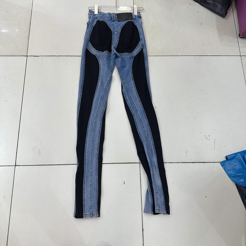 Thirteen line sexy spiral splicing jeans with slender legs and heavy design, split slightly flared pants D1 # 8533 Thirteen line sexy spiral splicing jeans with slender legs and heavy design, split slightly flared pants D1 # 8533