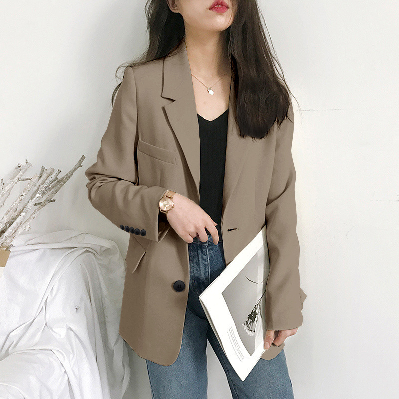New women's suit jacket 2025 Spring and Autumn new Korean version loose student mid length top casual small suit for women New women's suit jacket 2025 Spring and Autumn new Korean version loose student mid length top casual small suit for women