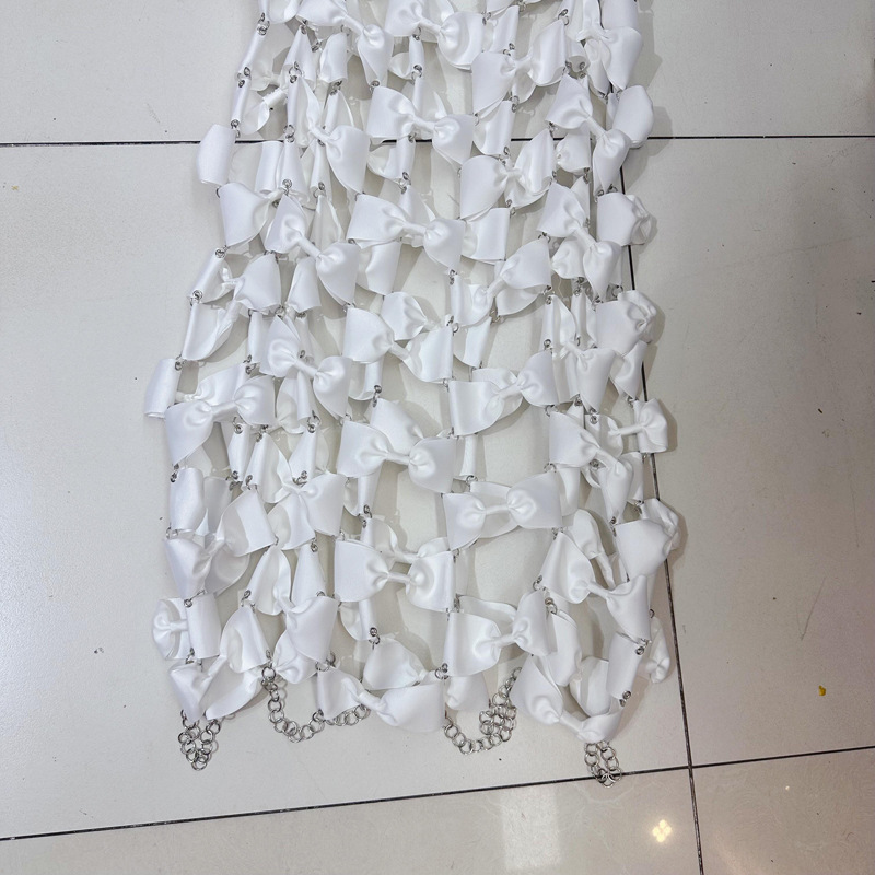 Thirteen lines European and American style sexy hollow chain suspender bow loose dress perspective skirt F3 # 5028 Thirteen lines European and American style sexy hollow chain suspender bow loose dress perspective skirt F3 # 5028