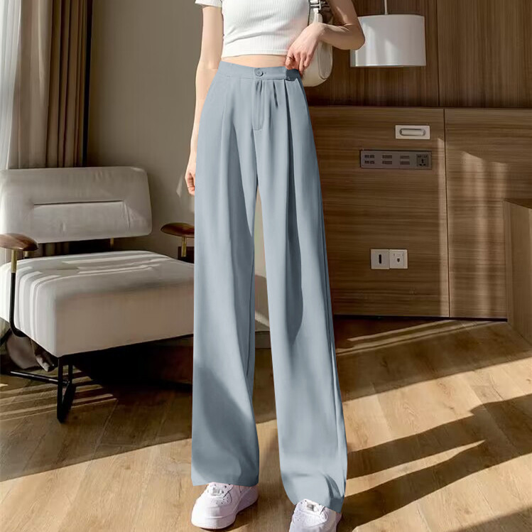 Wide leg pants, women's pants, loose hanging, high waisted, orange colored trousers, spring and autumn style, suit, narrow version, straight leg, casual floor length pants Wide leg pants, women's pants, loose hanging, high waisted, orange colored trousers, spring and autumn style, suit, narrow version, straight leg, casual floor length pants