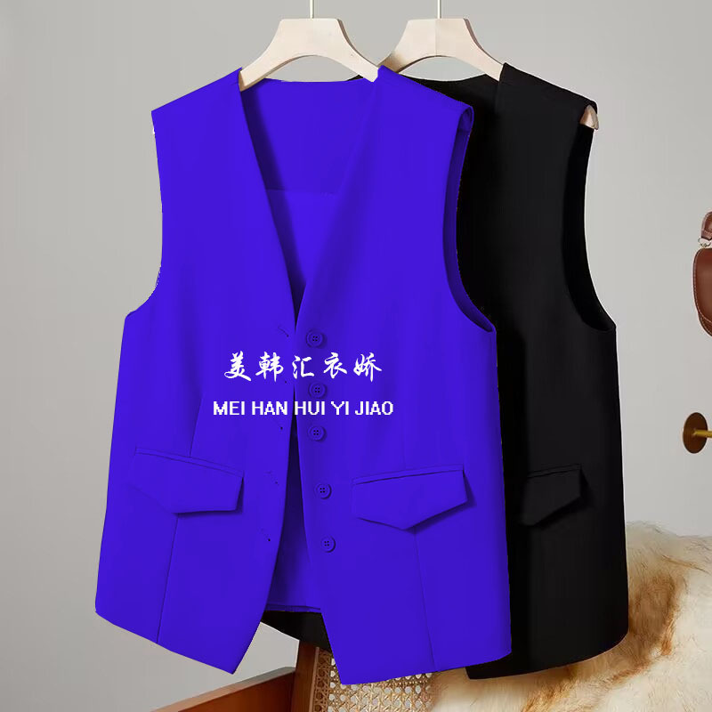 Pink suit vest for women, 2025 Spring and Autumn new Korean style western-style fashion trend, shoulder length short suit vest Pink suit vest for women, 2025 Spring and Autumn new Korean style western-style fashion trend, shoulder length short suit vest