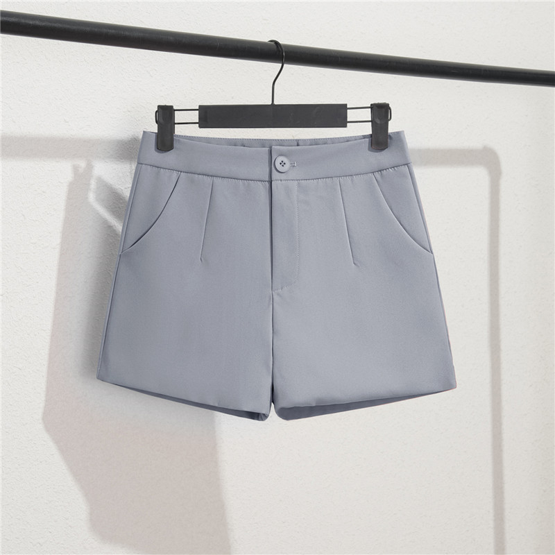 Khaki suit shorts women's black summer thin style 2025 new loose high waisted A-line casual wide leg trousers Khaki suit shorts women's black summer thin style 2025 new loose high waisted A-line casual wide leg trousers