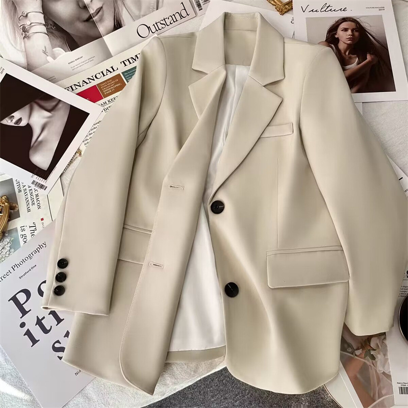 Spring and Autumn Suit Jacket for Women 2025 Autumn New Design Sense Korean Edition Casual Street Explosion Trend White Suit for Women Spring and Autumn Suit Jacket for Women 2025 Autumn New Design Sense Korean Edition Casual Street Explosion Trend White Suit for Women