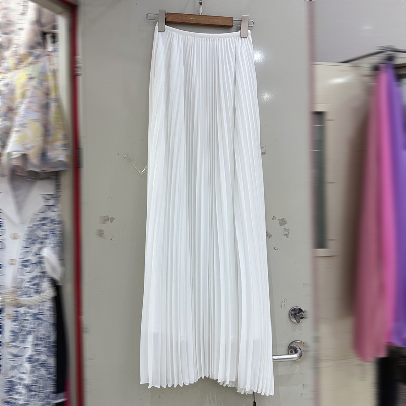 Thirteen line Australian lightweight chiffon white pleated skirt elegant long style high-end pleated yarn skirt C1 # 1937 Thirteen line Australian lightweight chiffon white pleated skirt elegant long style high-end pleated yarn skirt C1 # 1937