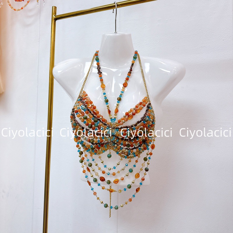 Thirteen Rows Southeast Asia Vietnam Thailand niche handmade chain sling accessories sexy neck hanging nail beads Thirteen Rows Southeast Asia Vietnam Thailand niche handmade chain sling accessories sexy neck hanging nail beads