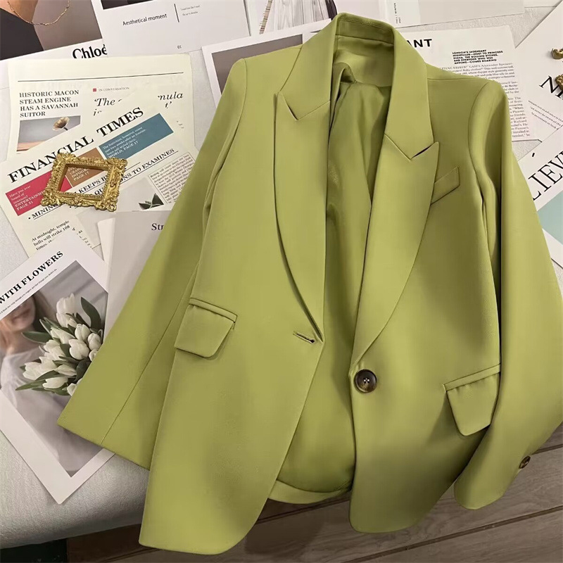 Spring and Autumn Suit Jacket for Women 2025 Autumn New Edition Avocado Color Internet Celebrity Fried Street Style Trendy Casual Suit Spring and Autumn Suit Jacket for Women 2025 Autumn New Edition Avocado Color Internet Celebrity Fried Street Style Trendy Casual Suit