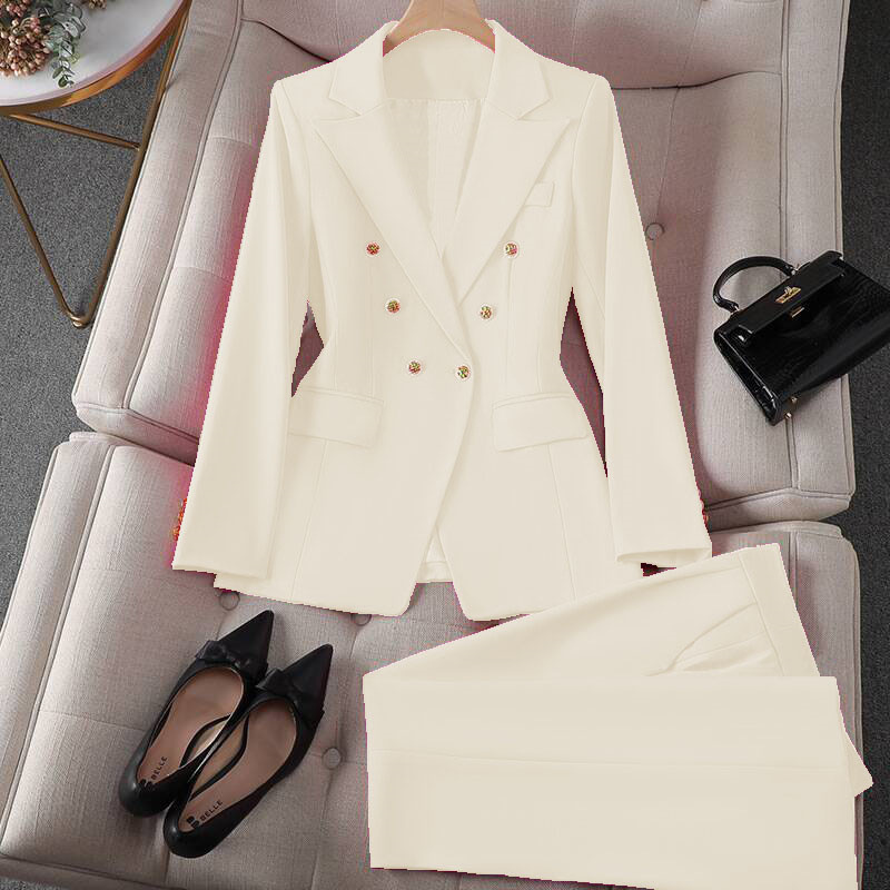 Small suit retro jacket slim fashion 2025 Spring and Autumn women's Korean version casual design sense top and trousers set Small suit retro jacket slim fashion 2025 Spring and Autumn women's Korean version casual design sense top and trousers set