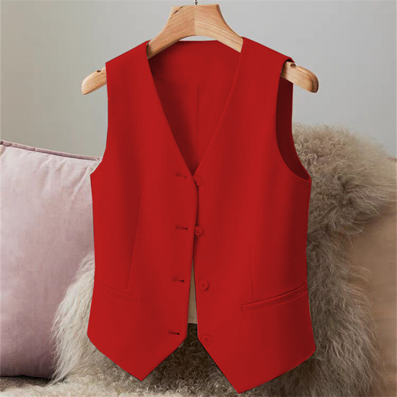 New suit vest, women's vest, spring and autumn new style, slim fit, women's outfit, red short style, women's vest, small stature New suit vest, women's vest, spring and autumn new style, slim fit, women's outfit, red short style, women's vest, small stature