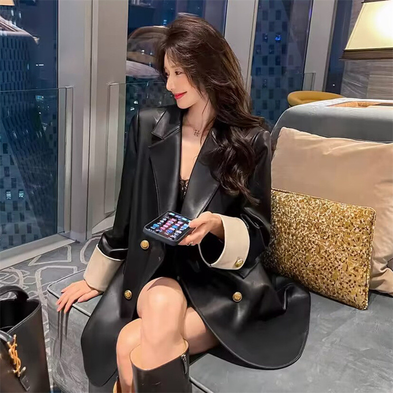 Leather jacket for women 2025 new spring and autumn women's short style slim fit motorcycle leather jacket for women's small men's style Korean version leather jacket Leather jacket for women 2025 new spring and autumn women's short style slim fit motorcycle leather jacket for women's small men's style Korean version leather jacket