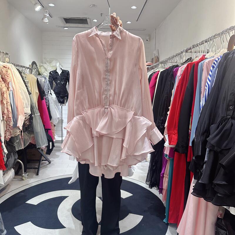 Thirteen Rows Vietnam Exquisite Gentle French Fashionable Gold Banquet Pong Long Sleeve Shirt Dress A2 # 8092 Thirteen Rows Vietnam Exquisite Gentle French Fashionable Gold Banquet Pong Long Sleeve Shirt Dress A2 # 8092