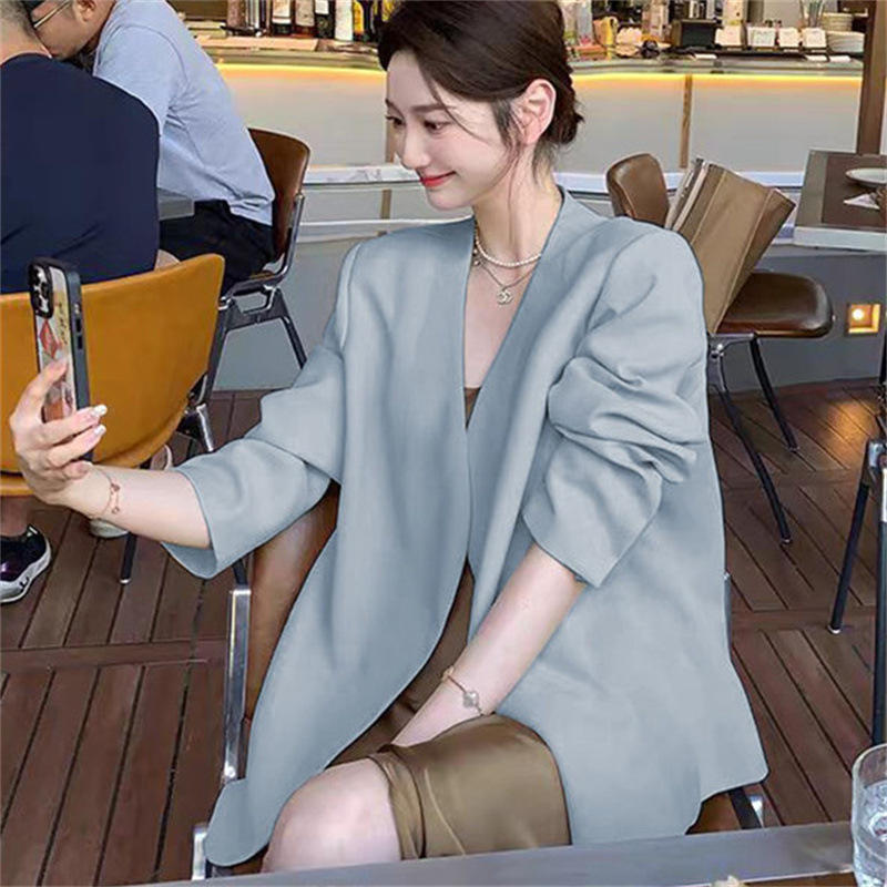 2025 Spring and Autumn New Women's Small Suit Coat, Women's Long Sleeve, Small and Casual, Off white Suit, Korean Version Top 2025 Spring and Autumn New Women's Small Suit Coat, Women's Long Sleeve, Small and Casual, Off white Suit, Korean Version Top