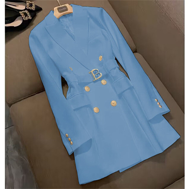 High end explosive street suit jacket for women, mid to long style, 2025 Spring and Autumn new style, British style, single breasted trench coat trend High end explosive street suit jacket for women, mid to long style, 2025 Spring and Autumn new style, British style, single breasted trench coat trend
