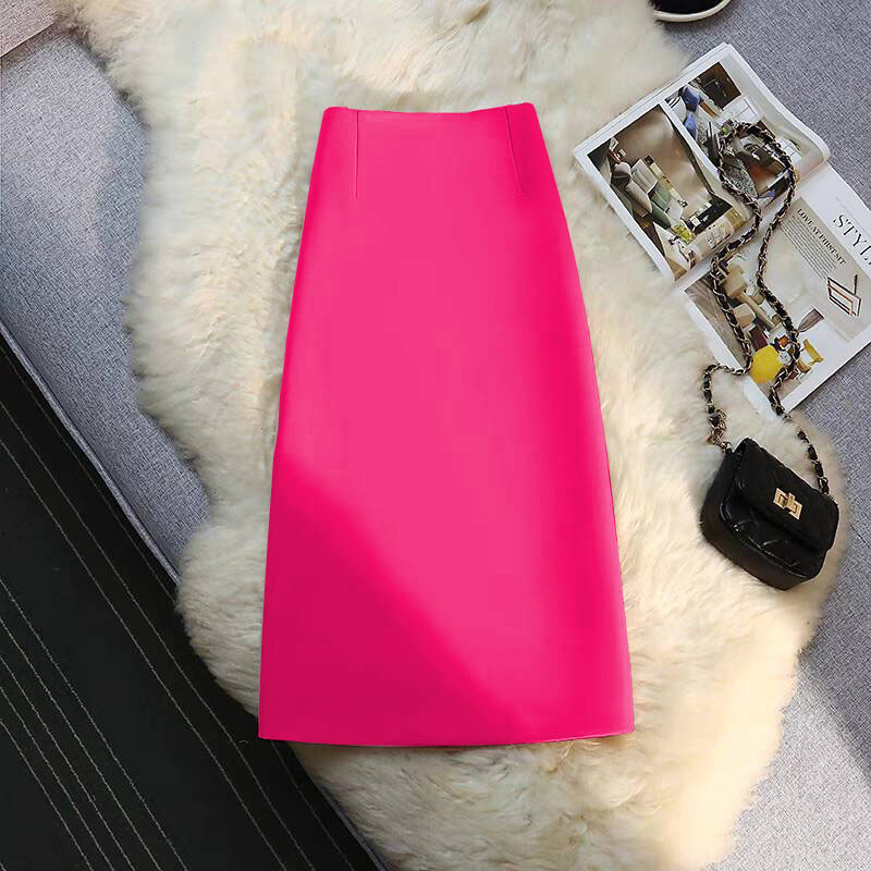 2025 summer new high waisted slim fit suit straight leg hip hugging skirt A-line skirt mid length one-step skirt