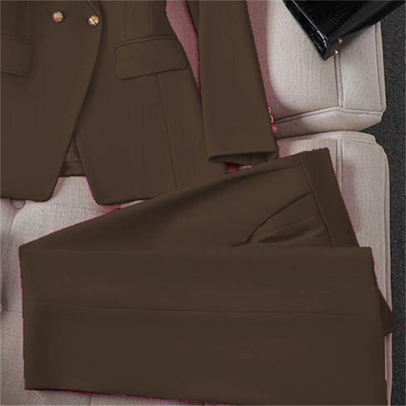 Small suit retro jacket slim fashion 2025 Spring and Autumn women's Korean version casual design sense top and trousers set Small suit retro jacket slim fashion 2025 Spring and Autumn women's Korean version casual design sense top and trousers set