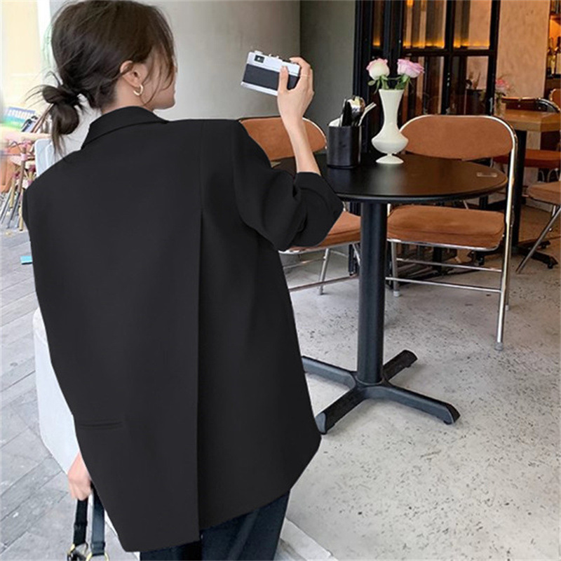 Dark gray suit jacket for women's autumn petite 2025 new Korean version high-end and explosive street casual plus size suit Dark gray suit jacket for women's autumn petite 2025 new Korean version high-end and explosive street casual plus size suit