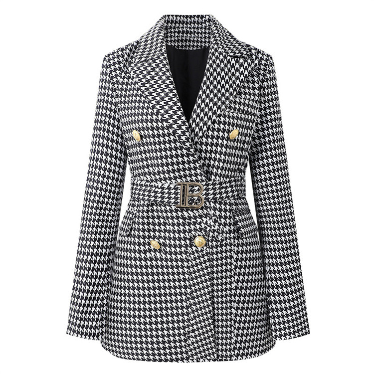 2025 Spring and Autumn New Fashionable Autumn Checkered Korean Edition Belt Long Sleeve Slimming Temperament Commuter Suit Dress for Women 2025 Spring and Autumn New Fashionable Autumn Checkered Korean Edition Belt Long Sleeve Slimming Temperament Commuter Suit Dress for Women