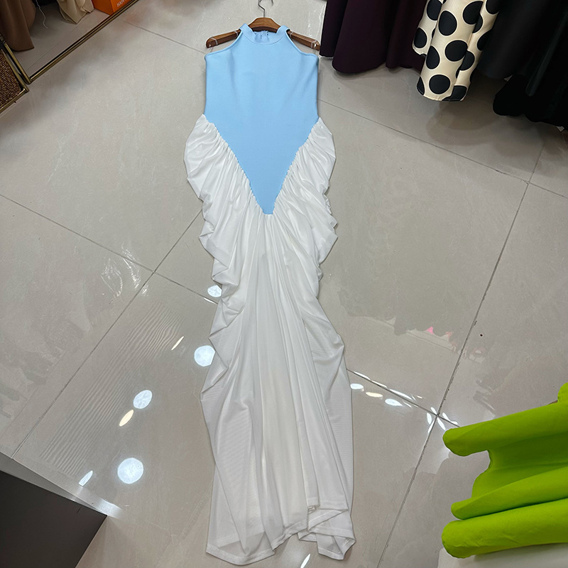 Thirteen Rows New Black and White Collar Sleeveless Casual Long Dress Evening Dress Bandage Dress Evening Dress Gift Dress A1 # 8523 Thirteen Rows New Black and White Collar Sleeveless Casual Long Dress Evening Dress Bandage Dress Evening Dress Gift Dress A1 # 8523